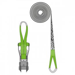 SLACKLINESET MET KORTE RATEL V-LOOP,LENGTE 15 MTR.